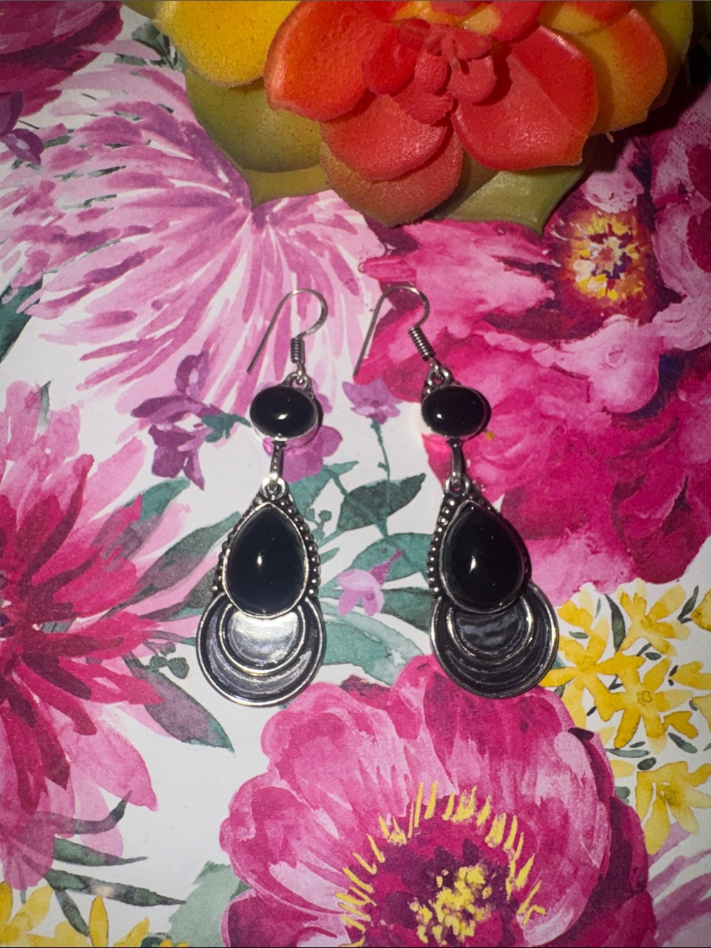 Silver Onyx Earrings